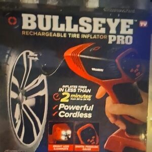 BRAND NEW IN BOX Bullseye Pro Rechargeable Tire Inflator - Red/Black
